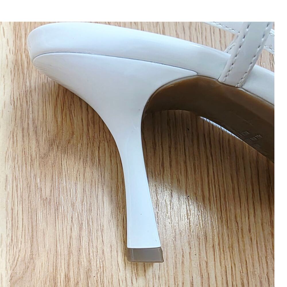 New Marc Fisher Heels 8.5M White Woven Pointed Toe Slingback Bridal Wedding - Picture 13 of 16